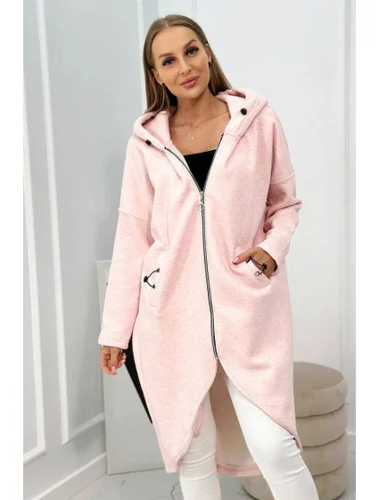Zateplená dlouhá mikina růžová melanž - Kesi Zateplená dlouhá mikina růžová melanž - Kesi