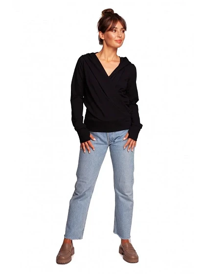 Zavinovací svetr s kapucí model 21787047 černý - BeWear