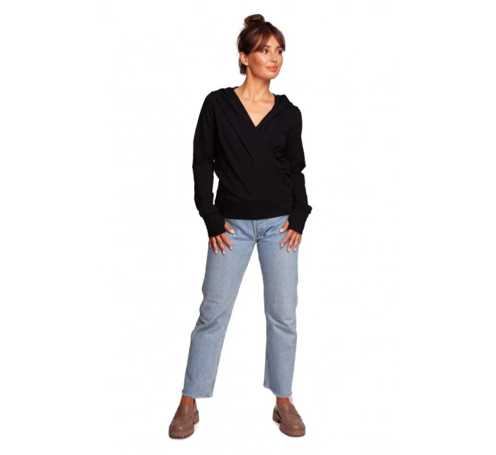 Zavinovací svetr s kapucí model 21787047 černý - BeWear