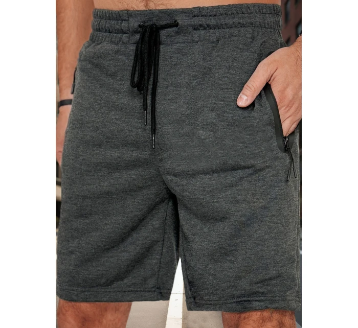 Pánské tmavě šedé teplákové kraťasy FashionStreet SX2482 Pánské tmavě šedé teplákové kraťasy FashionStreet SX2482