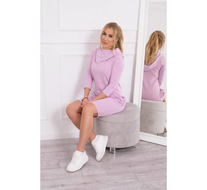 Šaty s kapucí a kapsami fialové