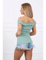 Španělská halenka s volánky tmavě mátová Španělská halenka s volánky tmavě mátová