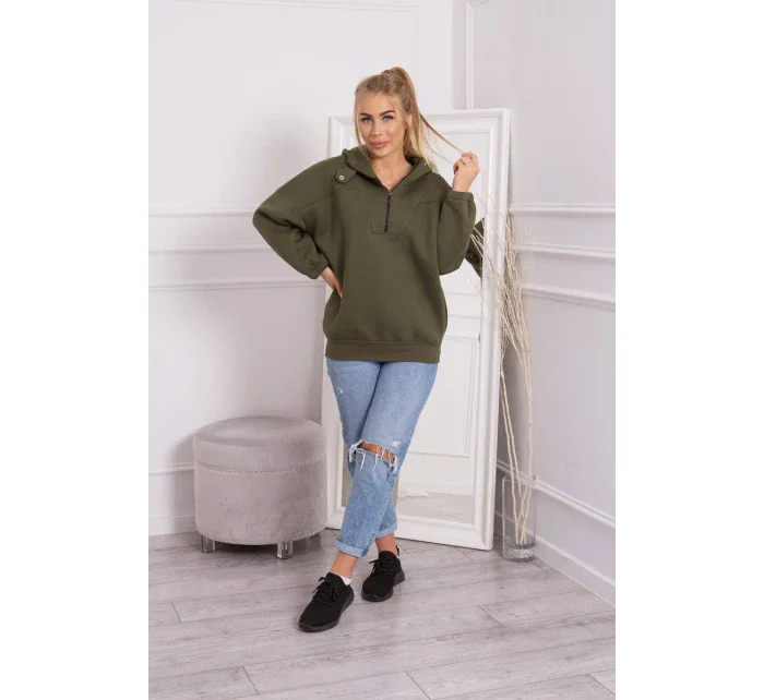 Khaki mikina s kapucí