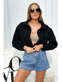 Semišová mikina na zip Černý