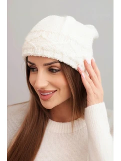 Dámská zimní čepice s vlnou o ecru model 21783047 - K-Fashion