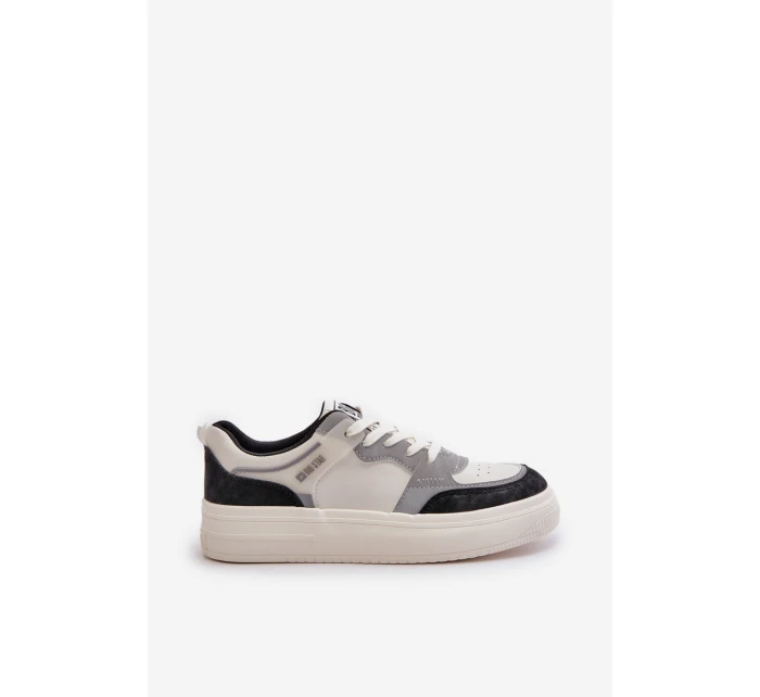 Dámské Nízké Tenisky Z Eko Kůže Big Star OO274028 Bílá-Šedá Dámské Nízké Tenisky Z Eko Kůže Big Star OO274028 Bílá-Šedá