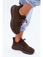 Lehké sportovní slip-on boty dámské textilní Big Star UU274055 Čokoládové