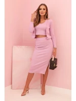 Dámský 3dílný komplet se sukní a sakem fialový
