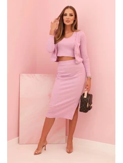 Dámský 3dílný komplet se sukní a sakem fialový