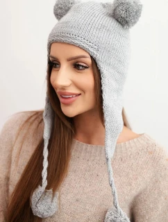 Dámská zimní čepice vlněná s ušanka  šedá model 21753183 - K-Fashion
