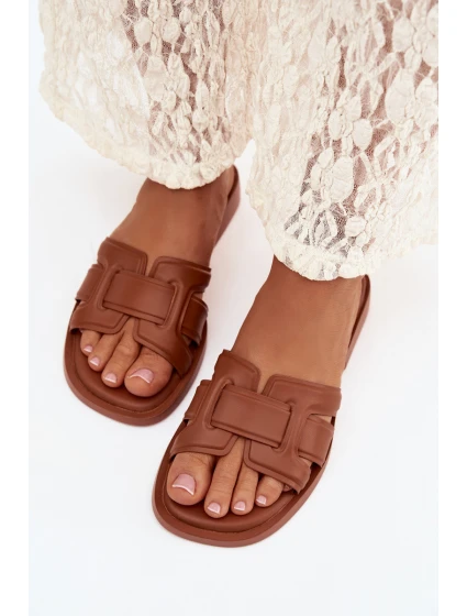 Dámské pantofle na plochém podpatku Camel Lorania