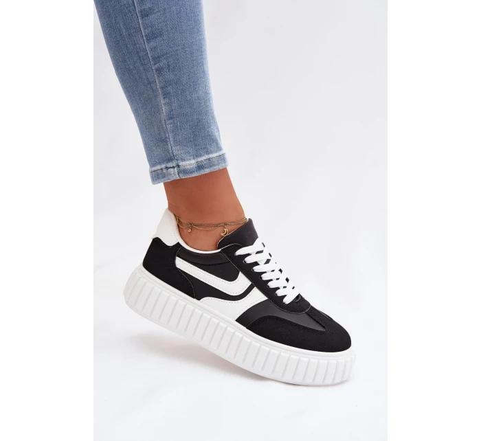 Dámské tenisky na platformě z eko semiše Černé Cadrina Dámské tenisky na platformě z eko semiše Černé Cadrina