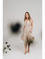 Košilové šaty ve střihu béžové model 21154751 - STYLOVE