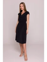 model 21154806 Šaty bez rukávů s volánkovým výstřihem černé - STYLOVE