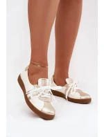 Dámské kožené polobotky typu barefoot Zazoo – bílo-zlaté