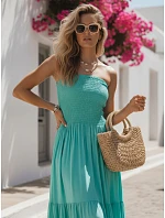 Dámské maxi šaty bez ramínek v mořském odstínu FashionStreet EY2667 Dámské maxi šaty bez ramínek v mořském odstínu FashionStreet EY2667