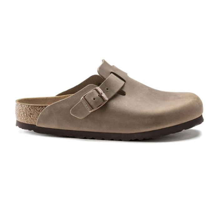 žabky Boston Brown z kůže úzké úzké model 21735776 - Birkenstock