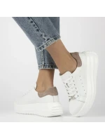 Dámské kožené polobotky na platformě bílé model 21960298 - FILIPPO Dámské kožené polobotky na platformě bílé model 21960298 - FILIPPO