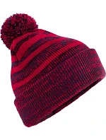 Beechfield B 476 Pletená čepice s bambulí "Team Stripe" 53.0476 red/navy