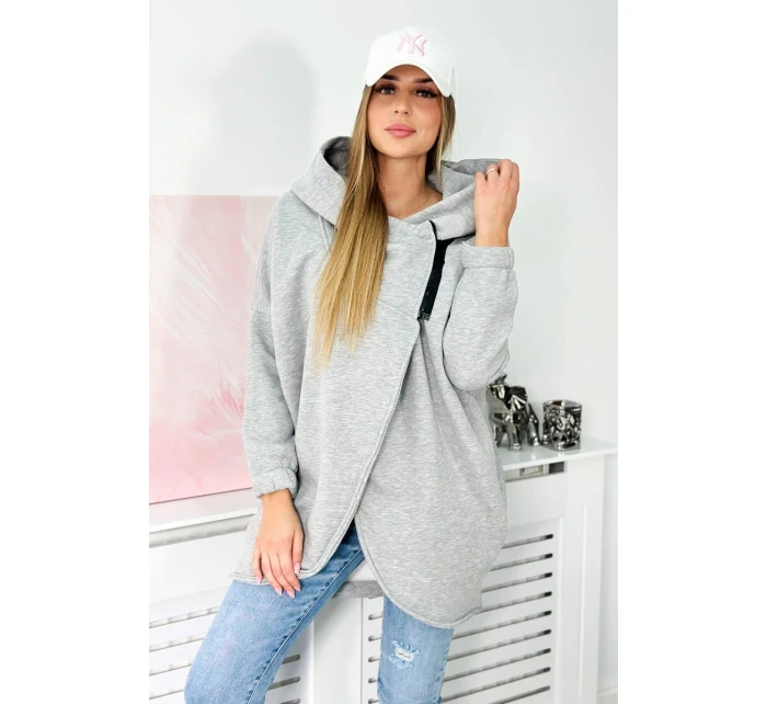 Šedá mikina s krátkým zipem