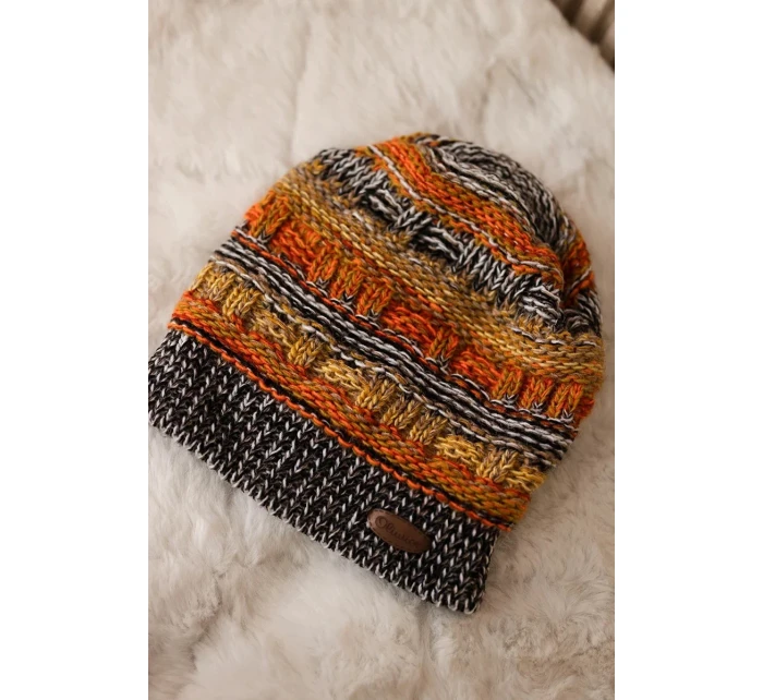 Čepice s fleecem Patrycja K254 oranžová+černá Čepice s fleecem Patrycja K254 oranžová+černá