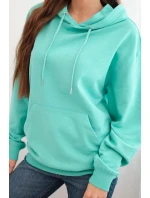 Dámská mikina s kapucí a model 21494963 z bavlny mátová - K-Fashion