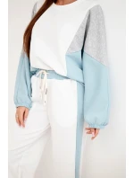 Dámská souprava s volnou mikinou a kalhotami s širokými nohavicemi mátová