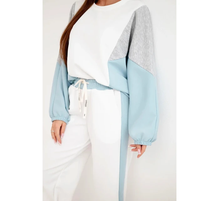 Dámská souprava s volnou mikinou a kalhotami s širokými nohavicemi mátová