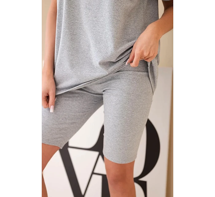 Dámský bavlněný komplet s krátkým rukávem a šortkami žlutý