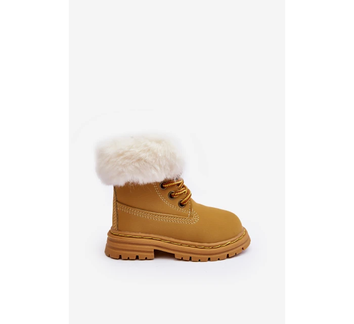 Dětské Trapery Botky na Zip s Kožešinou Camel model 21640125 - Boto