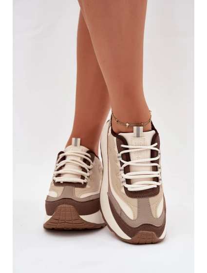 Dámské sneakers na platformě Big Star SS274002 HI-POLY SYSTEM Béžové Dámské sneakers na platformě Big Star SS274002 HI-POLY SYSTEM Béžové
