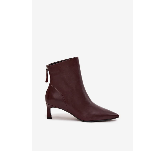 Dámské kozačky z pravé kůže na podpatku D&A CR52-661 bordó