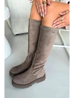 Zateplené dámské kozačky na platformě Big Star model 21821754 béžové - Big Star Shoes