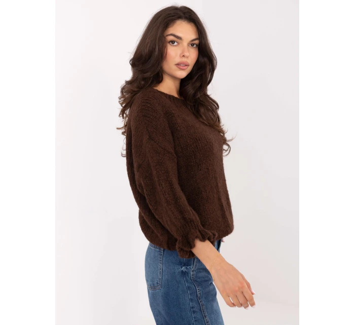 Sweter MI SW model 21365532 ciemny brązowy - FPrice Sweter MI SW model 21365532 ciemny brązowy - FPrice