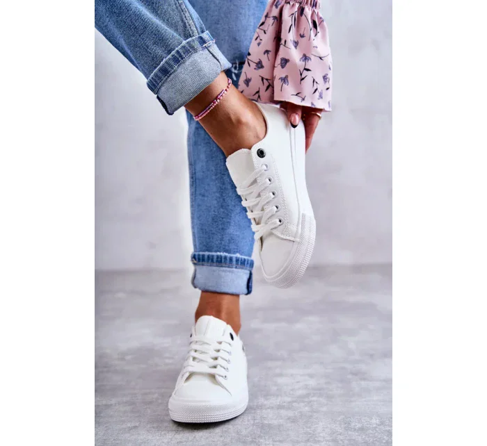 Dámské nízké kožené tenisky Big Star model 19974656 Bílé - Big Star Shoes Dámské nízké kožené tenisky Big Star model 19974656 Bílé - Big Star Shoes