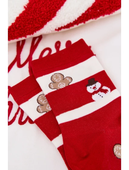 Dámské vánoční ponožky v proužcích – červeno/bílé