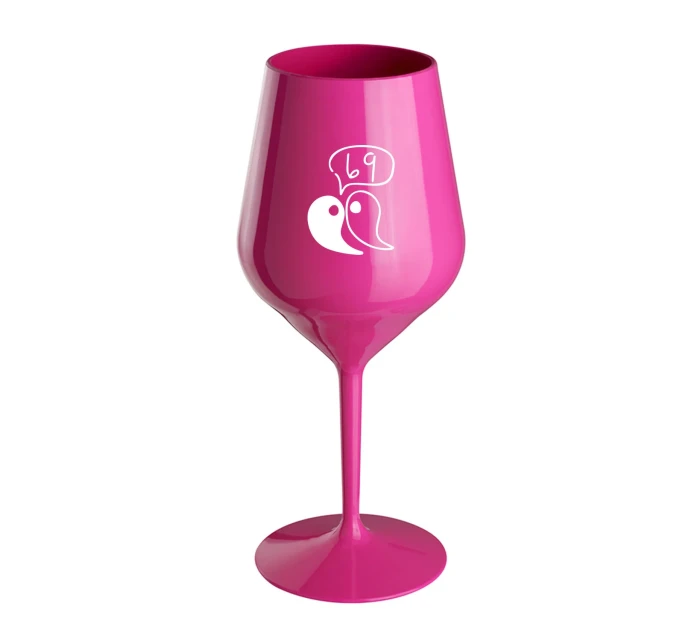 69 - růžová nerozbitná sklenice na víno 470 ml