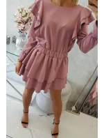Dámské šaty se volány tmavě růžové  model 20298086 - Kesi