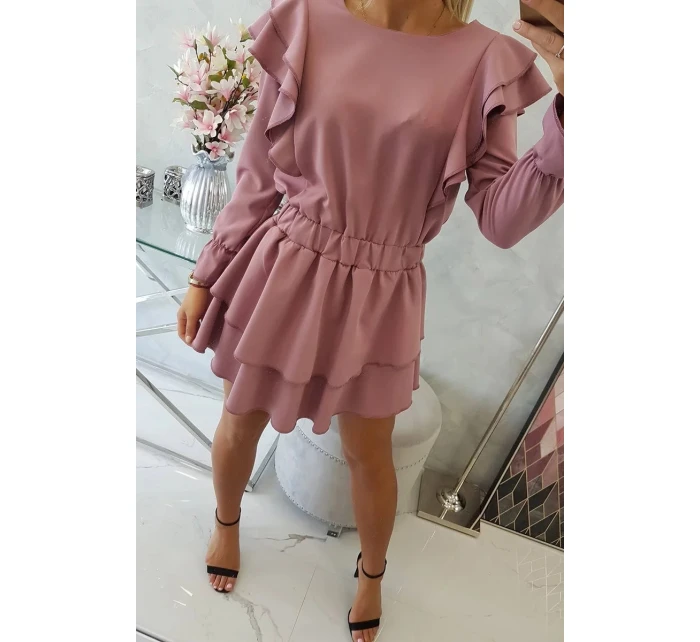 Dámské šaty se volány tmavě růžové  model 20298086 - Kesi