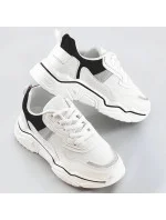 Bílo-černé dámské sneakersy s brokátovými vsadkami (LU-2) Bílo-černé dámské sneakersy s brokátovými vsadkami (LU-2)