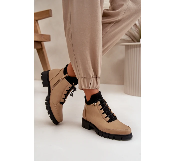 Nízké dámské boty z ekologické kůže béžové model 21668889 - Boto Nízké dámské boty z ekologické kůže béžové model 21668889 - Boto