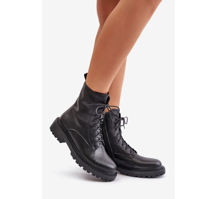 Kožené botky worker s teplou podšívkou na zip černé Elosie Kožené botky worker s teplou podšívkou na zip černé Elosie