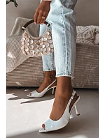 Dámské sandály na podpatku bílé Sevina
