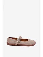 Baleríny Barefoot z přírodní semiš Zazoo 316 Cappuccino