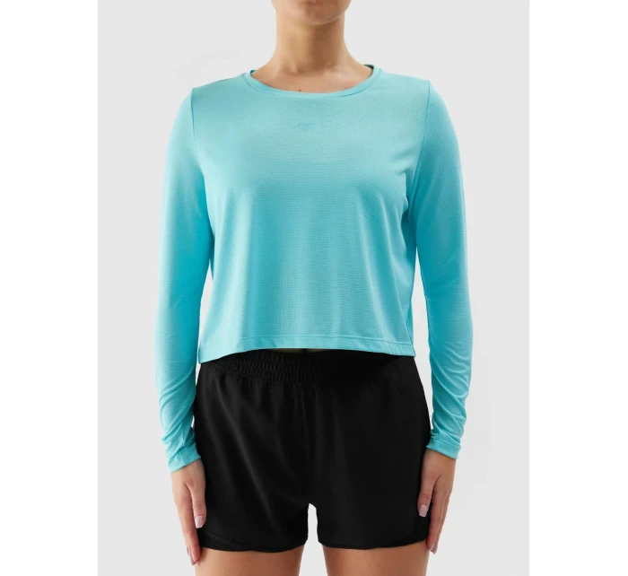 Dámské sportovní rychleschnoucí tričko s dlouhými rukávy loose 4F - modré