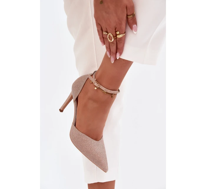 Dámské lesklé lodičky se páskem - šampaňské Joranne Dámské lesklé lodičky se páskem - šampaňské Joranne