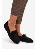 Dámské mokasíny se šněrováním a třásněmi – černé Glorina Dámské mokasíny se šněrováním a třásněmi – černé Glorina