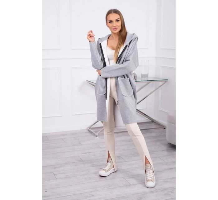 Zateplená mikina s delšími zády šedá