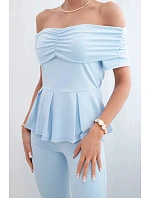 Dámský bavlněný komplet s krátkým rukávem a šortkami žlutý