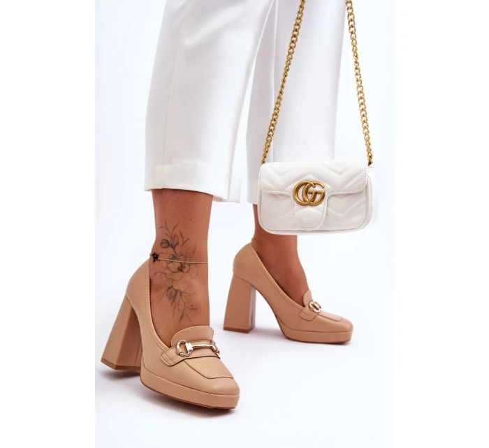 Módní kožené lodičky Nude Rouse